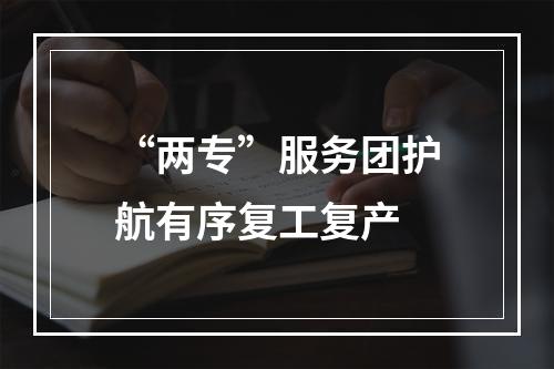 “两专”服务团护航有序复工复产