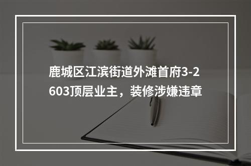 鹿城区江滨街道外滩首府3-2603顶层业主，装修涉嫌违章