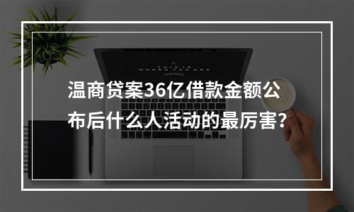 温商贷案36亿借款金额公布后什么人活动的最厉害？