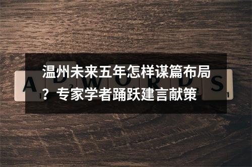 温州未来五年怎样谋篇布局？专家学者踊跃建言献策