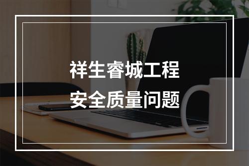 祥生睿城工程安全质量问题