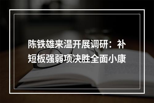 陈铁雄来温开展调研：补短板强弱项决胜全面小康