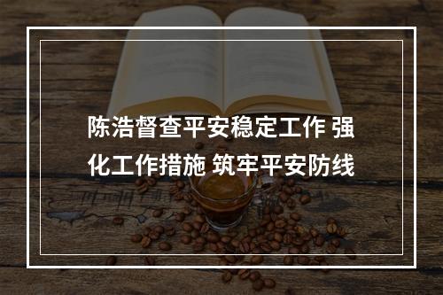 陈浩督查平安稳定工作 强化工作措施 筑牢平安防线