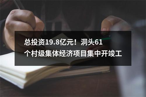 总投资19.8亿元！洞头61个村级集体经济项目集中开竣工