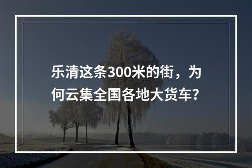 乐清这条300米的街，为何云集全国各地大货车？