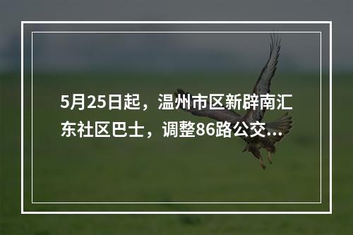 5月25日起，温州市区新辟南汇东社区巴士，调整86路公交线路