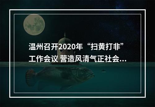 温州召开2020年“扫黄打非”工作会议 营造风清气正社会文化环境