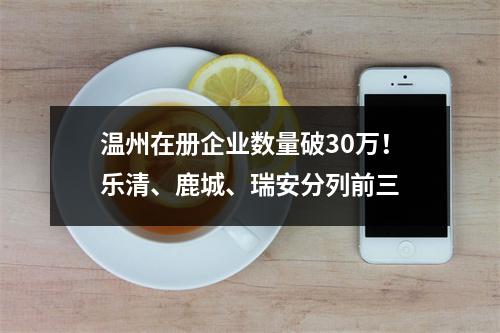 温州在册企业数量破30万！乐清、鹿城、瑞安分列前三