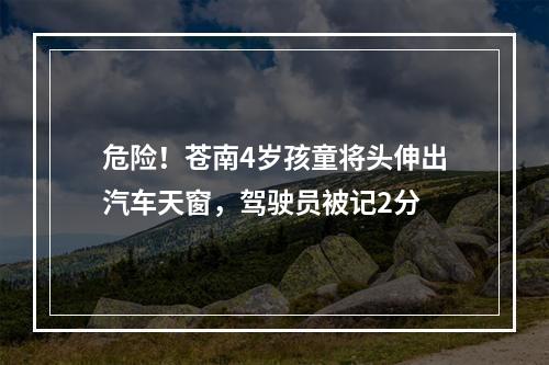 危险！苍南4岁孩童将头伸出汽车天窗，驾驶员被记2分