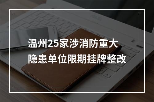 温州25家涉消防重大隐患单位限期挂牌整改