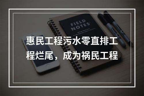 惠民工程污水零直排工程烂尾，成为祸民工程