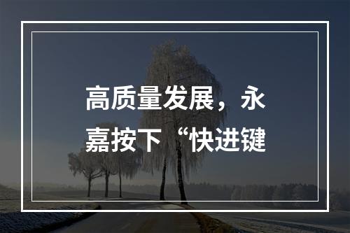 高质量发展，永嘉按下“快进键