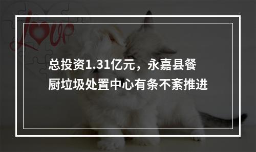 总投资1.31亿元，永嘉县餐厨垃圾处置中心有条不紊推进