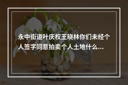 永中街道叶庆权王晓林你们未经个人签字同意拍卖个人土地什么型为