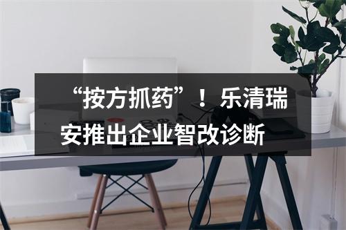 “按方抓药”！乐清瑞安推出企业智改诊断