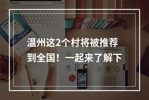 温州这2个村将被推荐到全国！一起来了解下