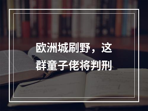 欧洲城刷野，这群童子佬将判刑