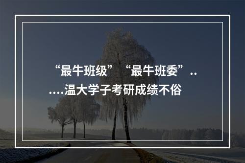 “最牛班级”“最牛班委”......温大学子考研成绩不俗