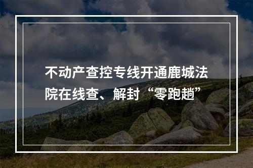 不动产查控专线开通鹿城法院在线查、解封“零跑趟”