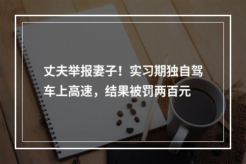 丈夫举报妻子！实习期独自驾车上高速，结果被罚两百元