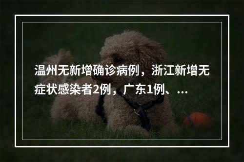 温州无新增确诊病例，浙江新增无症状感染者2例，广东1例、湖北1例