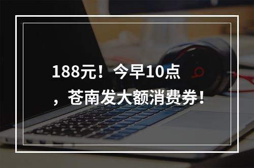 188元！今早10点，苍南发大额消费券！
