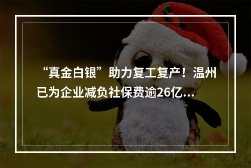 “真金白银”助力复工复产！温州已为企业减负社保费逾26亿元