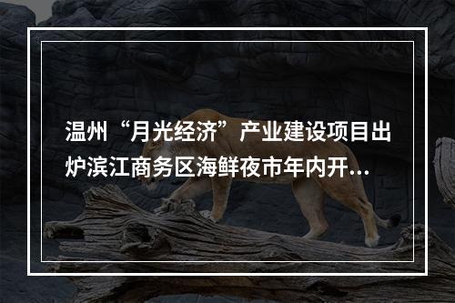 温州“月光经济”产业建设项目出炉滨江商务区海鲜夜市年内开业