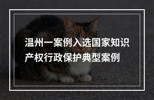 温州一案例入选国家知识产权行政保护典型案例
