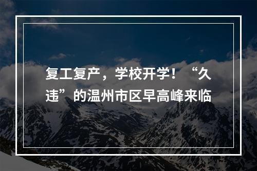 复工复产，学校开学！“久违”的温州市区早高峰来临