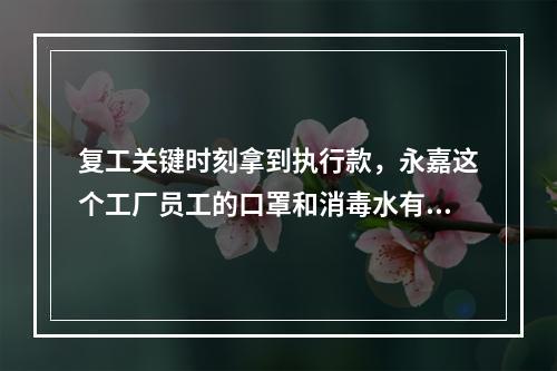 复工关键时刻拿到执行款，永嘉这个工厂员工的口罩和消毒水有着落了