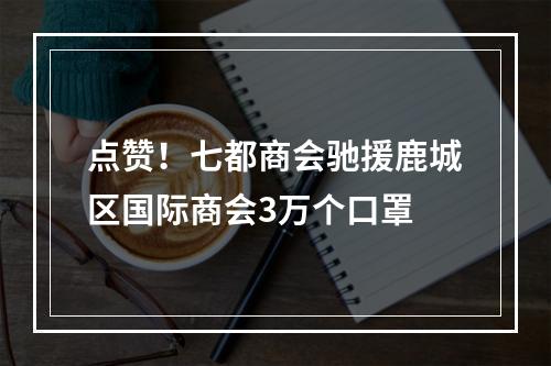 点赞！七都商会驰援鹿城区国际商会3万个口罩