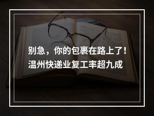 别急，你的包裹在路上了！温州快递业复工率超九成