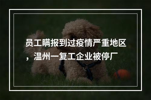 员工瞒报到过疫情严重地区，温州一复工企业被停厂