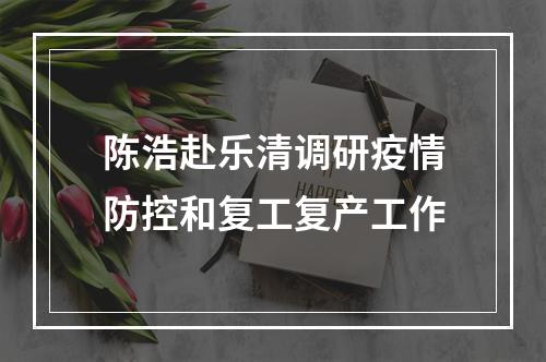 陈浩赴乐清调研疫情防控和复工复产工作