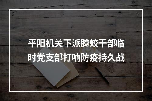 平阳机关下派腾蛟干部临时党支部打响防疫持久战