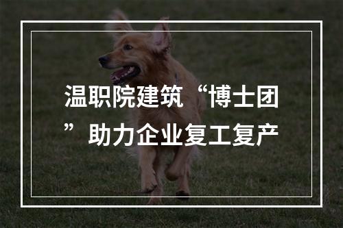 温职院建筑“博士团”助力企业复工复产