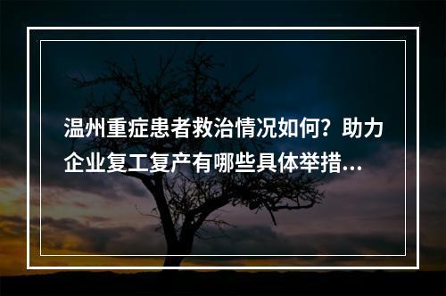 温州重症患者救治情况如何？助力企业复工复产有哪些具体举措？这场发布会给 ...