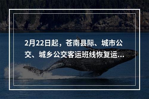 2月22日起，苍南县际、城市公交、城乡公交客运班线恢复运营