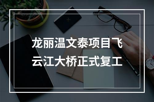 龙丽温文泰项目飞云江大桥正式复工