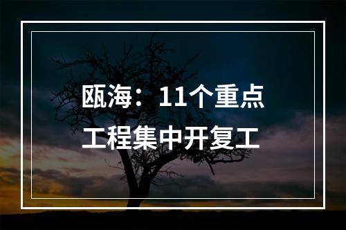 瓯海：11个重点工程集中开复工
