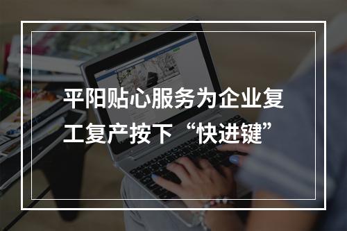 平阳贴心服务为企业复工复产按下“快进键”