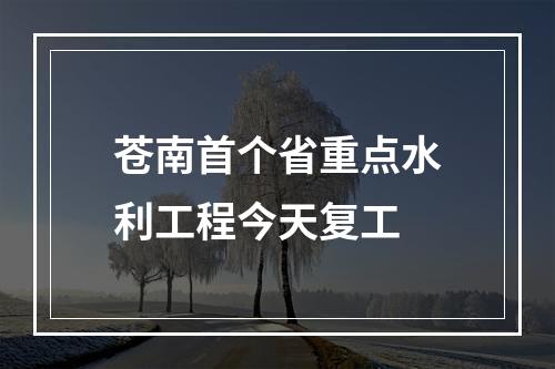 苍南首个省重点水利工程今天复工