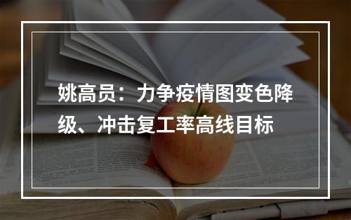 姚高员：力争疫情图变色降级、冲击复工率高线目标