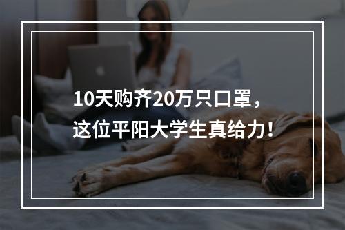 10天购齐20万只口罩，这位平阳大学生真给力！