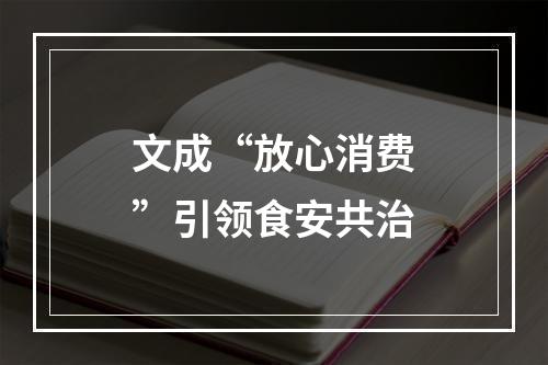 文成“放心消费”引领食安共治