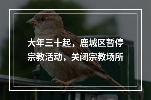 大年三十起，鹿城区暂停宗教活动，关闭宗教场所