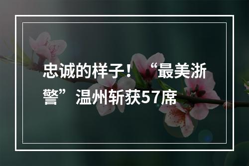 忠诚的样子！“最美浙警”温州斩获57席