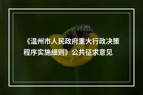 《温州市人民政府重大行政决策程序实施细则》公共征求意见