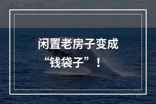闲置老房子变成“钱袋子”！